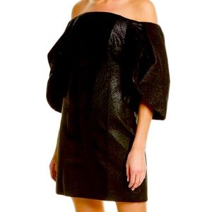 Halston Heritage evening collection black metallic gown